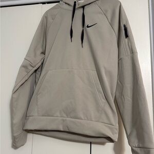 New Nike Men's Tan brown sweater long sleeve Hood pull-over small strings pocket